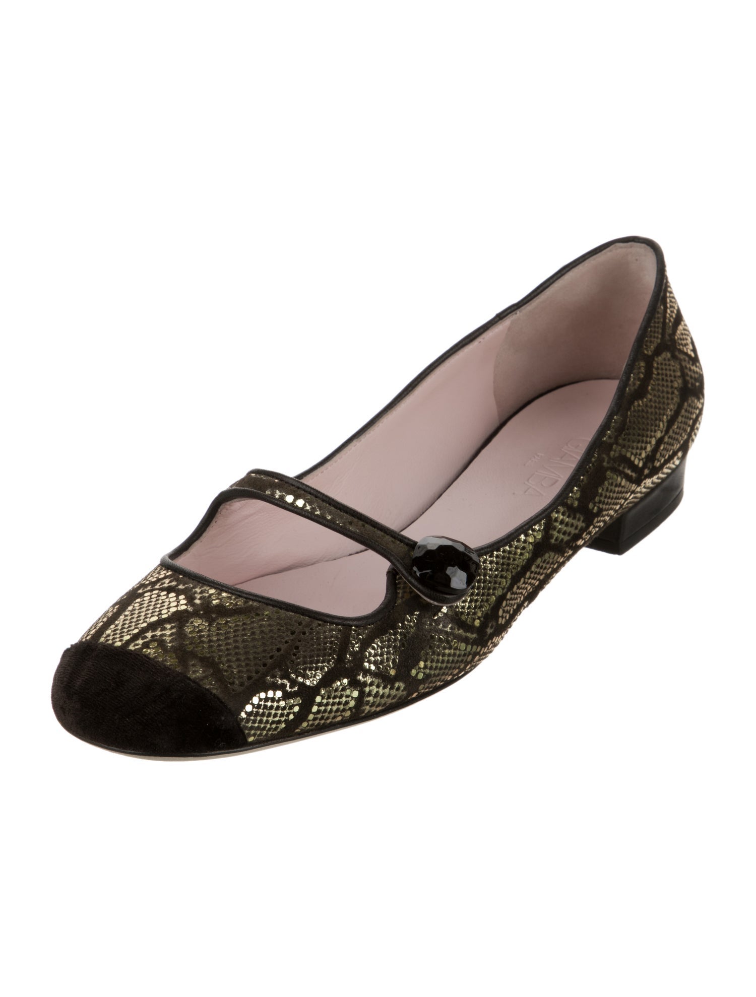Giamba Suede Animal Print Mary Jane Flats