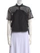 Giamba Lace Pattern Short Sleeve Button-Up Top