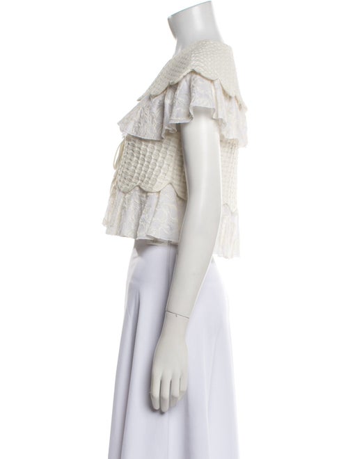 Giamba V-Neck Short Sleeve Crop Top