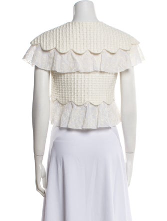 Giamba V-Neck Short Sleeve Crop Top