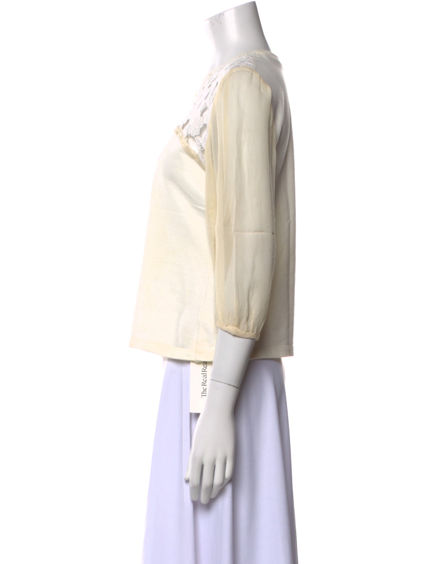 Giamba Bateau Neckline Three-Quarter Sleeve Crop Top