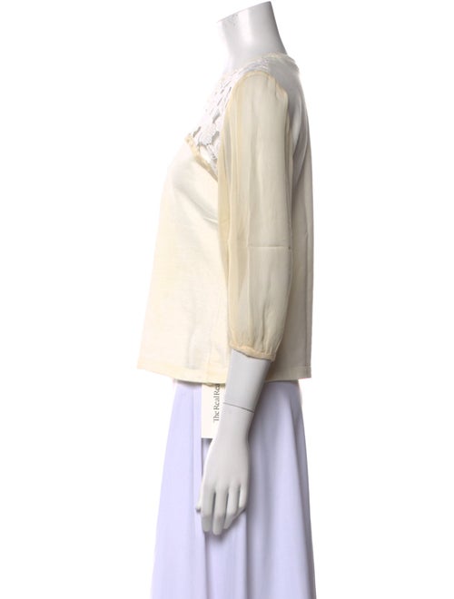 Giamba Bateau Neckline Three-Quarter Sleeve Crop Top