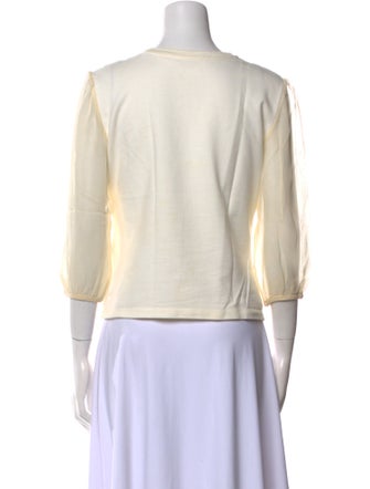 Giamba Bateau Neckline Three-Quarter Sleeve Crop Top