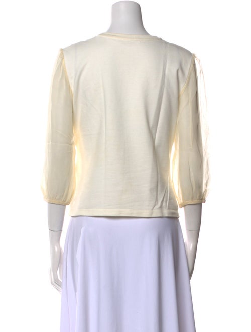 Giamba Bateau Neckline Three-Quarter Sleeve Crop Top