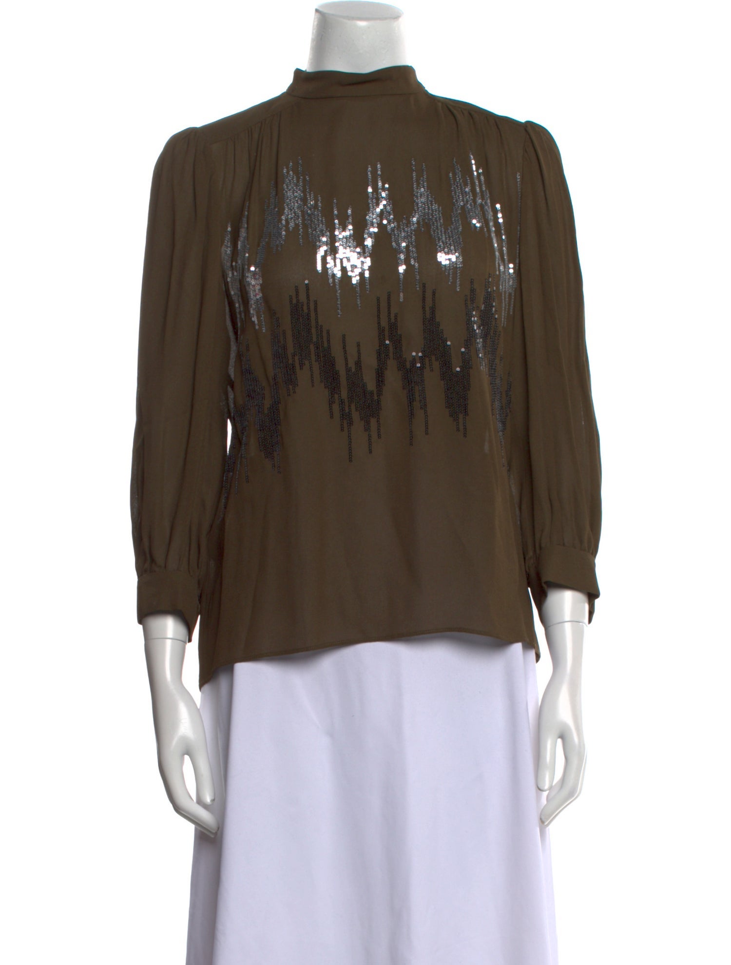 Giamba Mock Neck Three-Quarter Sleeve Blouse