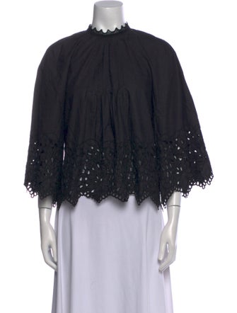 Giamba Mock Neck Three-Quarter Sleeve Blouse