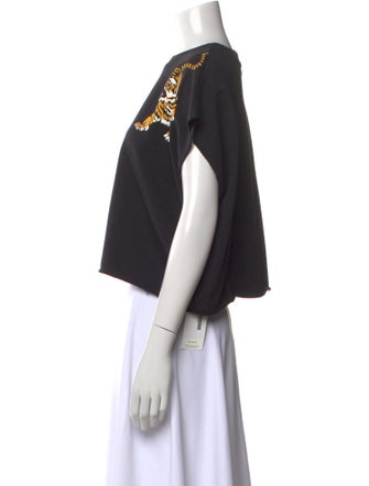 Giamba Graphic Print Crew Neck Crop Top