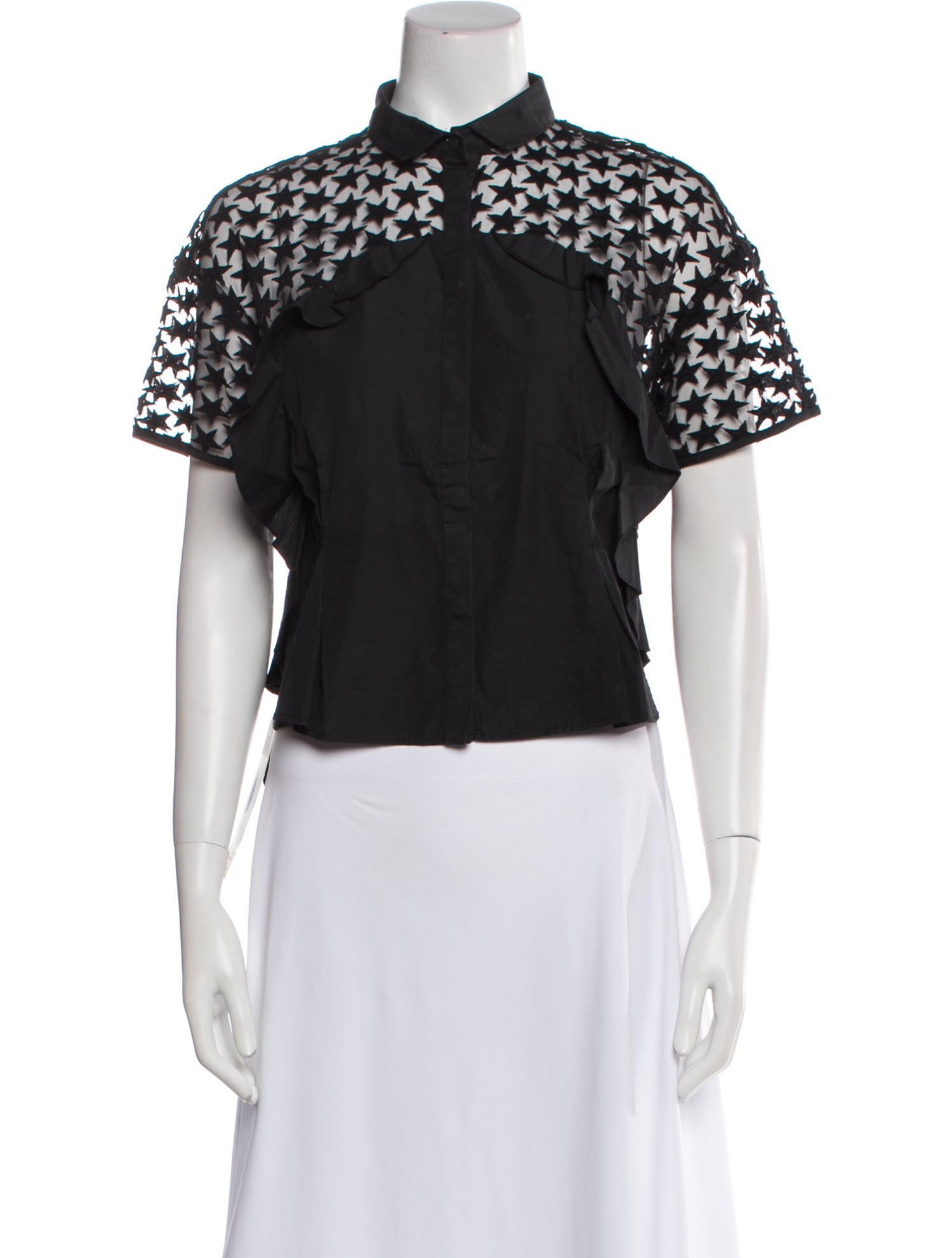 Giamba Mock Neck Short Sleeve Crop Top