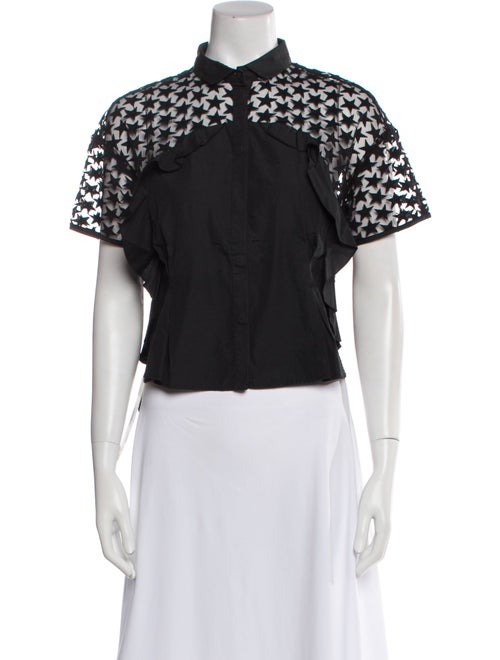 Giamba Mock Neck Short Sleeve Crop Top