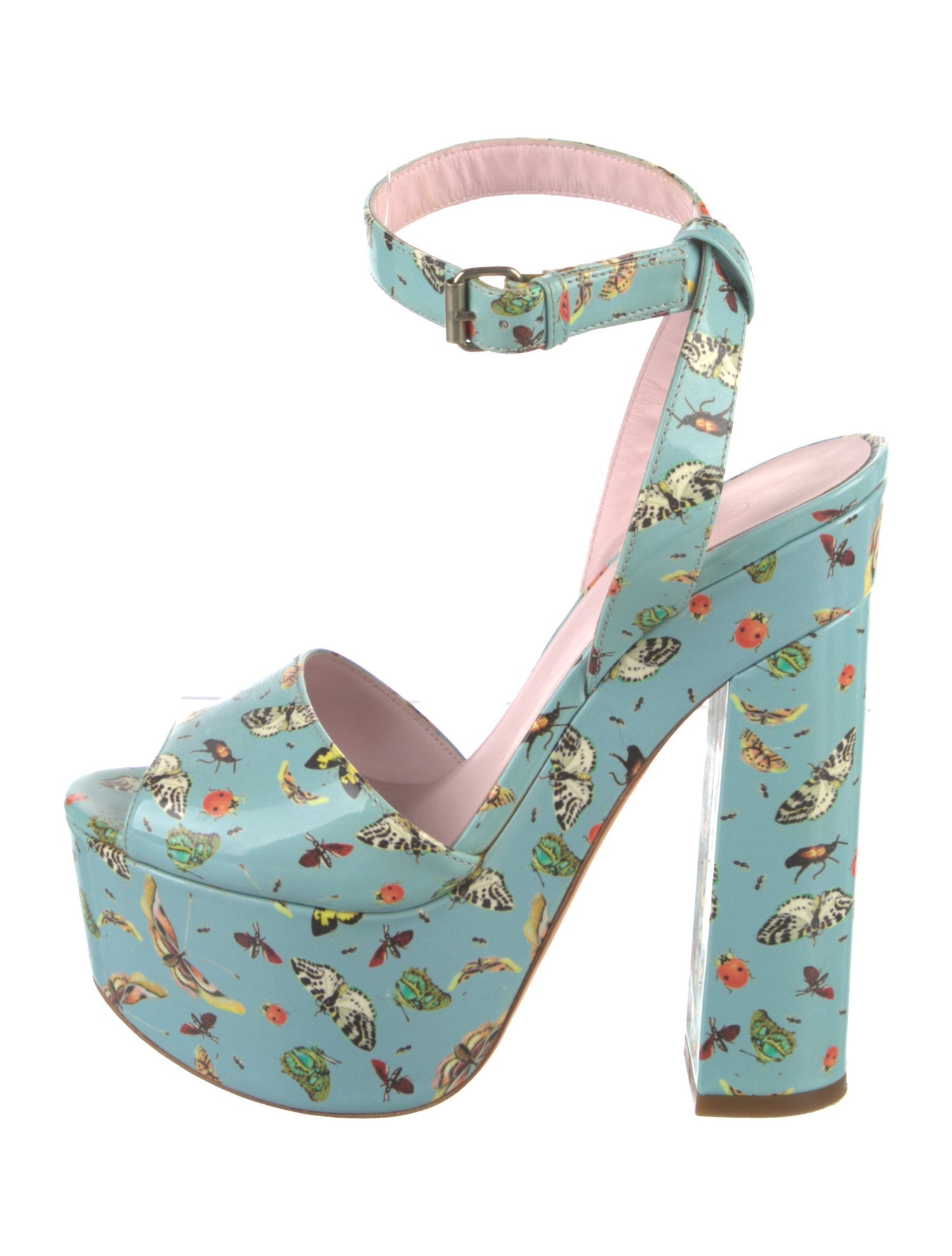 Giamba Patent Leather Printed Slingback Pumps
