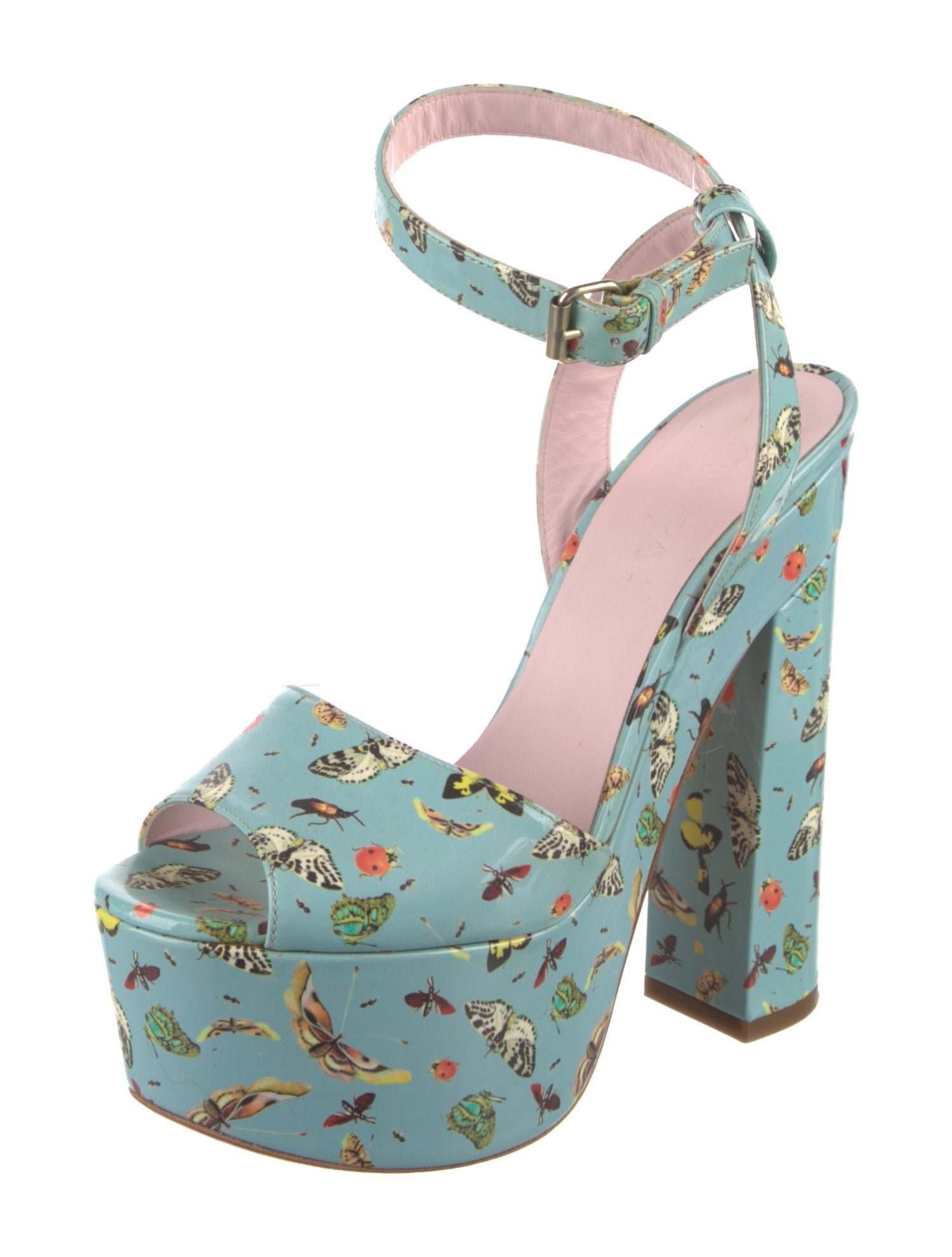 Giamba Patent Leather Printed Slingback Pumps