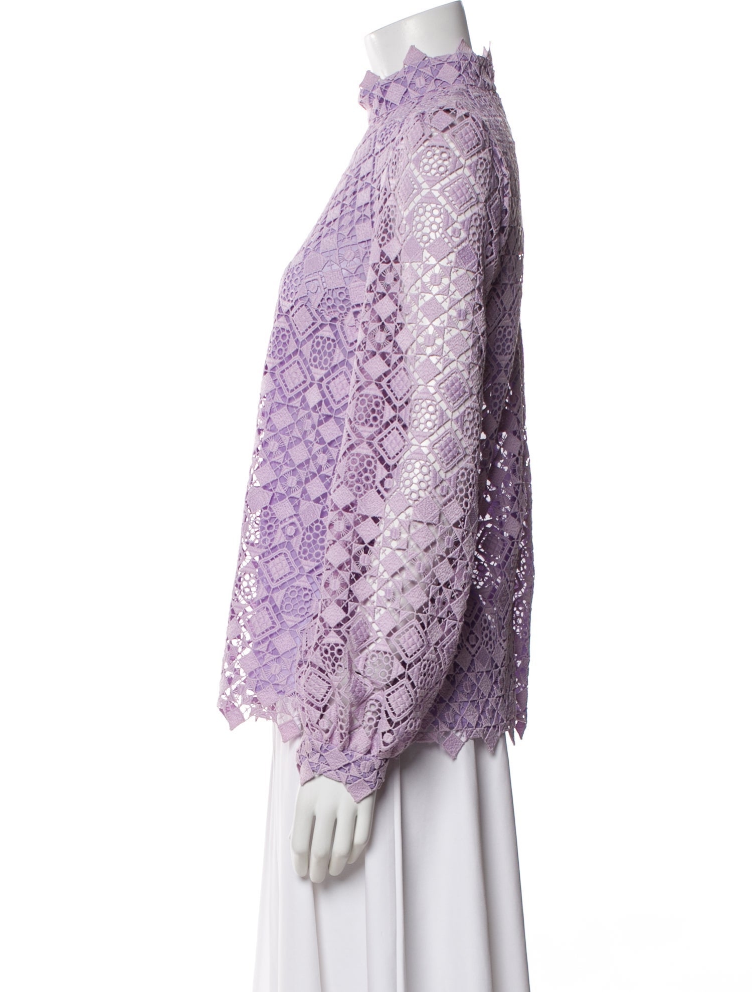 Giamba Lace Pattern Mock Neck Blouse