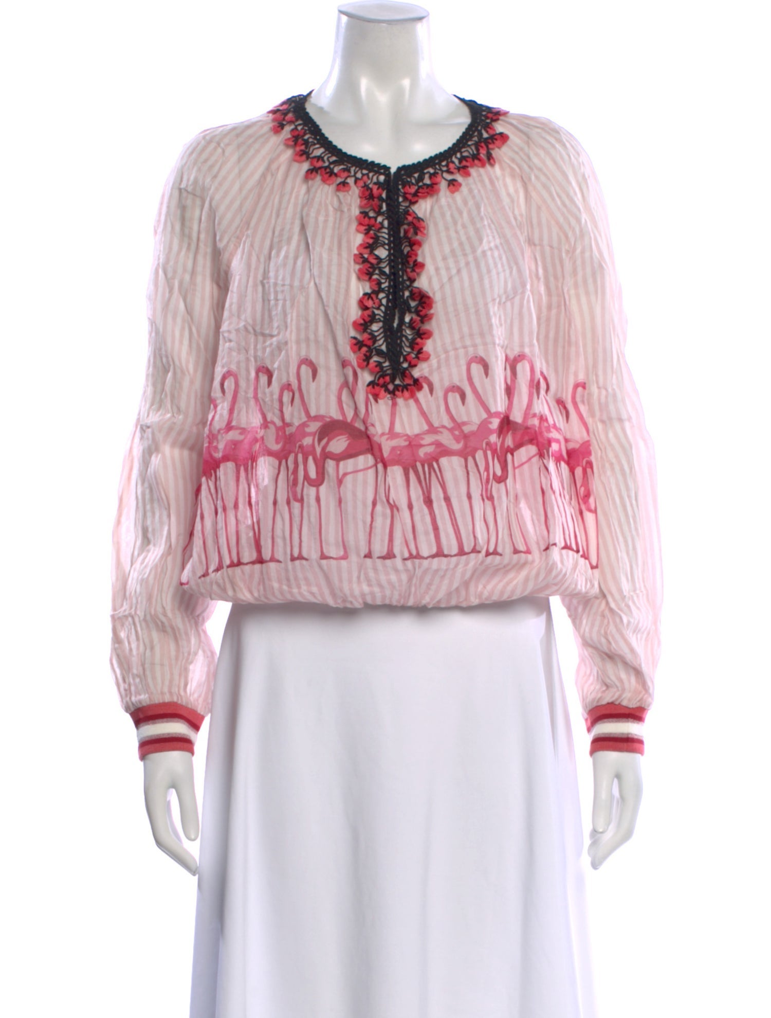 Giamba Striped Crew Neck Blouse