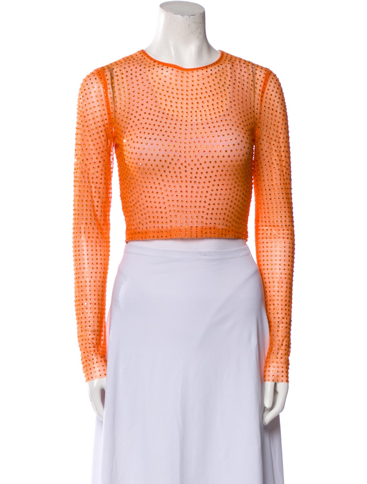 Giuseppe di Morabito Crew Neck Long Sleeve Crop Top