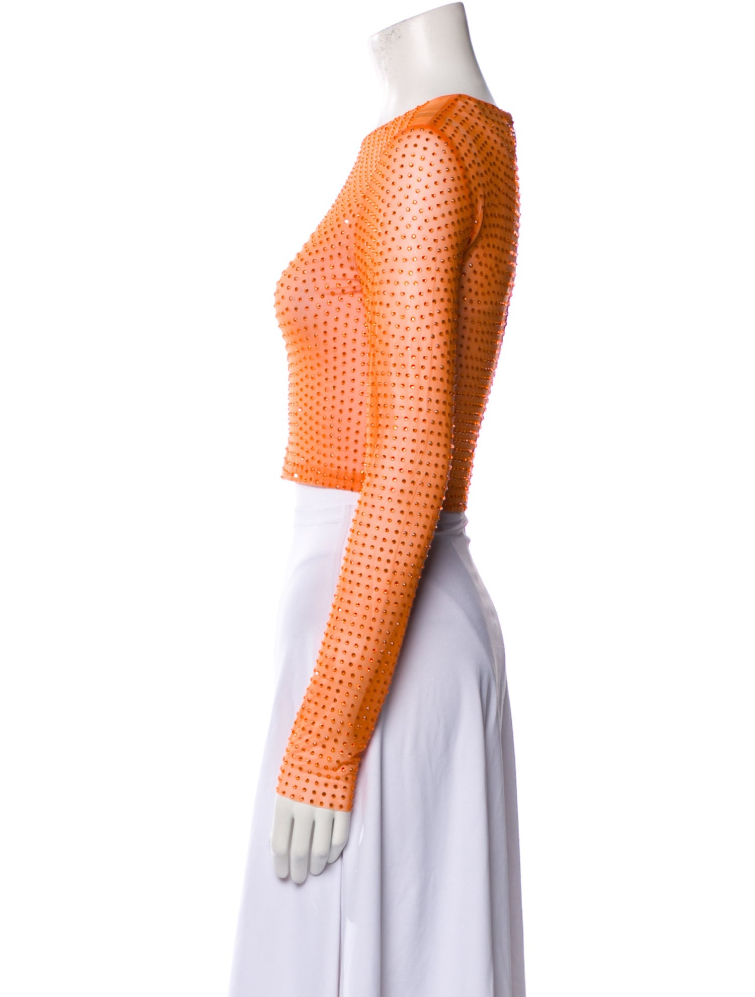 Giuseppe di Morabito Crew Neck Long Sleeve Crop Top