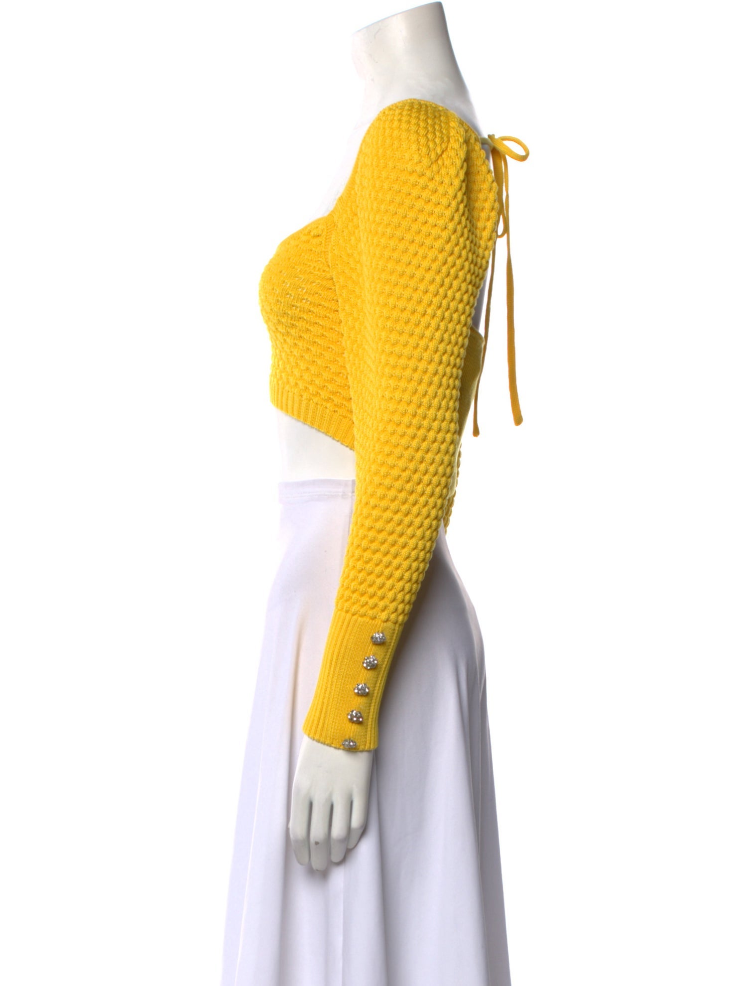 Giuseppe di Morabito Square Neckline Long Sleeve Crop Top