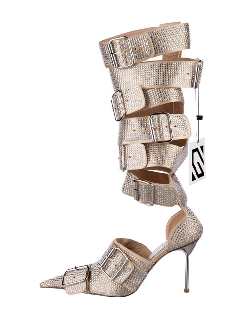 Giuseppe di Morabito Leather Crystal Embellishments D'Orsay Pumps