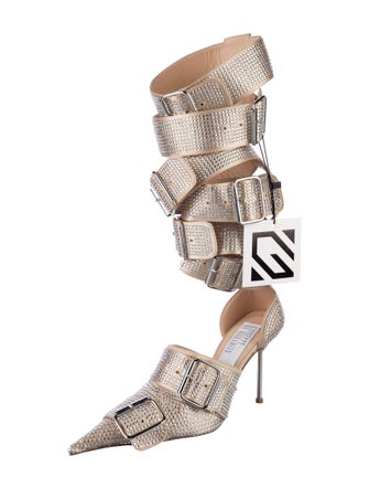 Giuseppe di Morabito Leather Crystal Embellishments D'Orsay Pumps