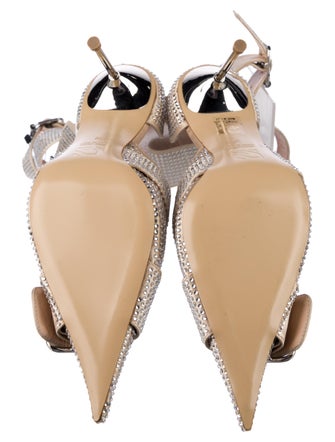 Giuseppe di Morabito Leather Crystal Embellishments D'Orsay Pumps