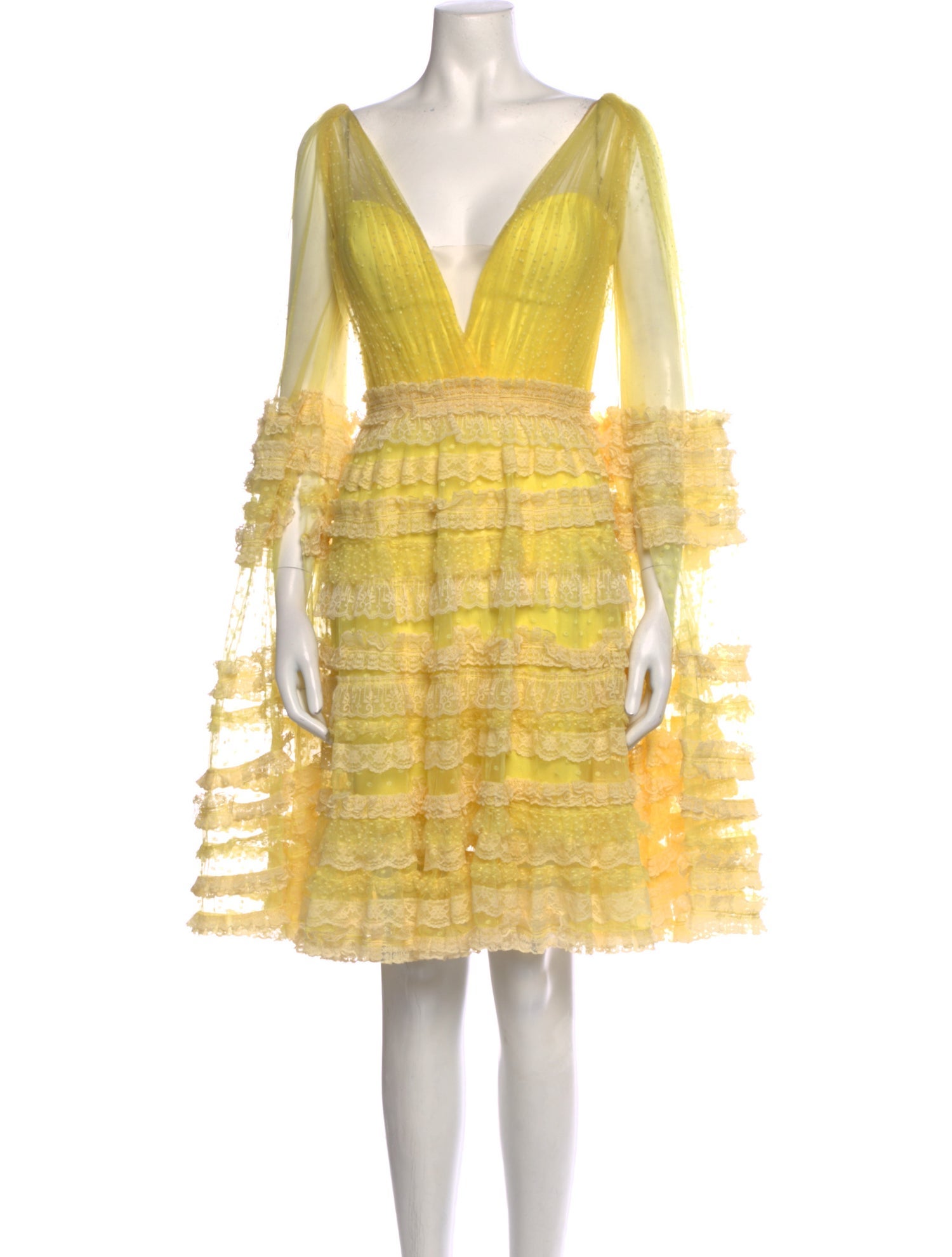 Gemy Maalouf V-Neck Knee-Length Dress