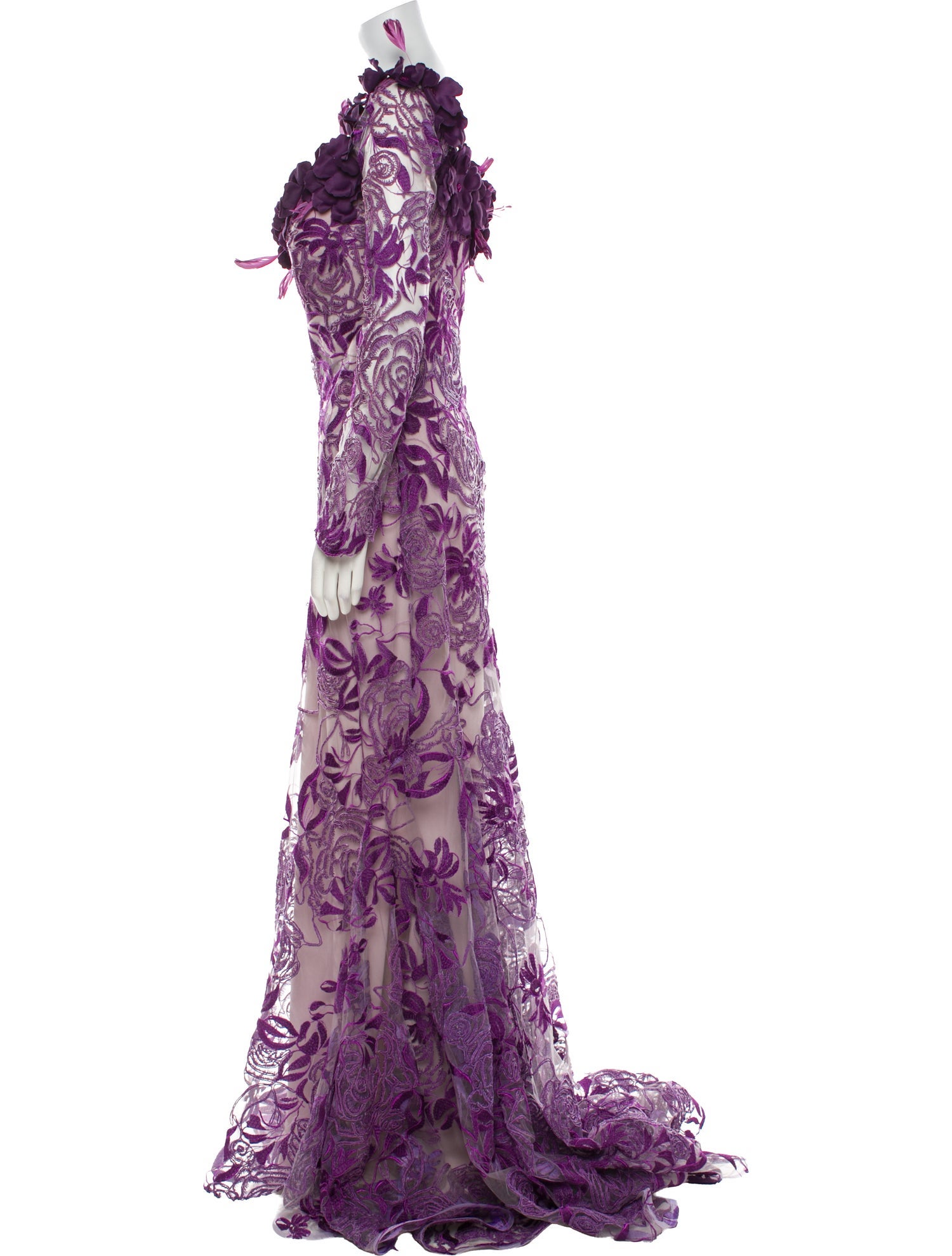 Gemy Maalouf Lace Pattern Long Dress