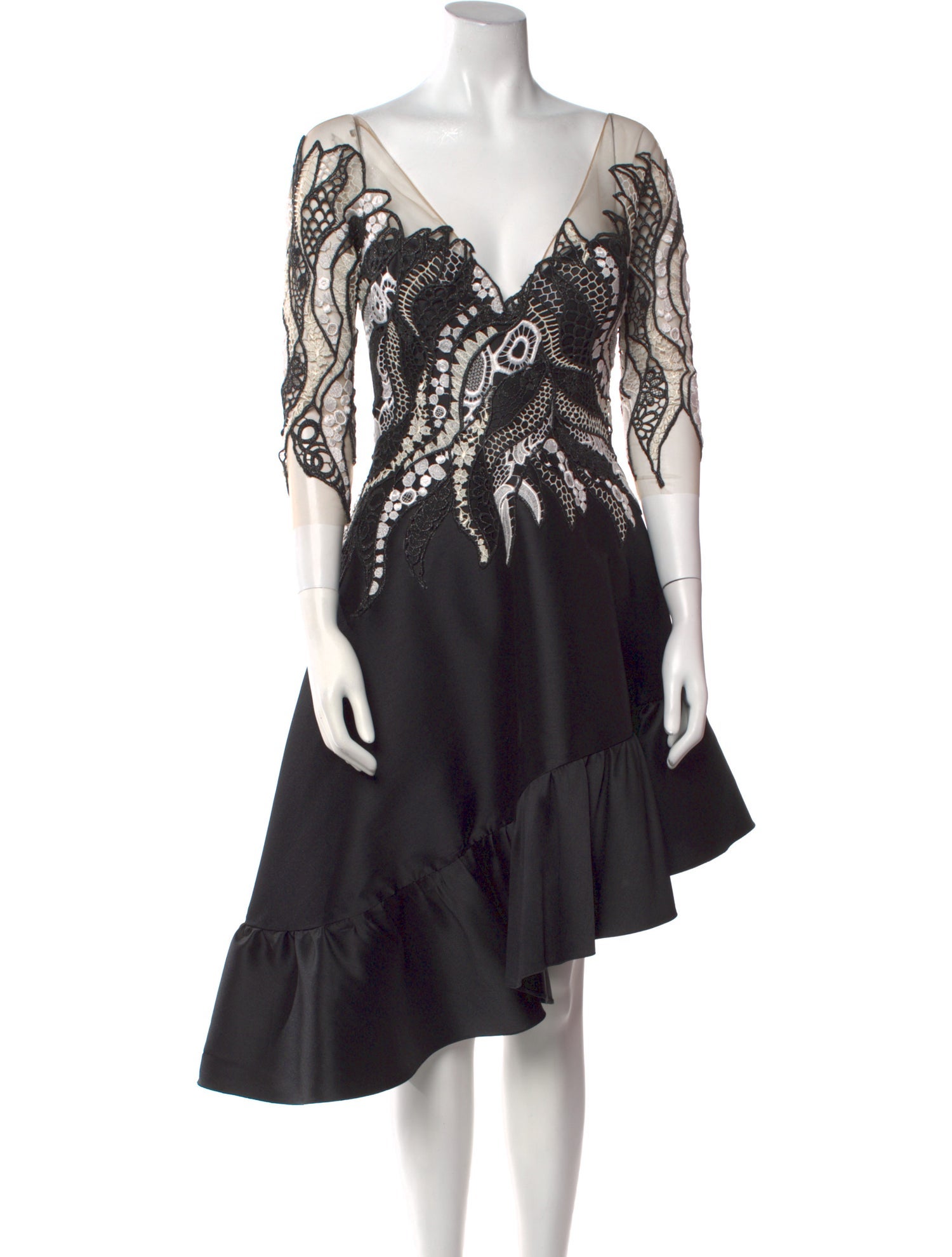 Gemy Maalouf Lace Pattern Knee-Length Dress w/ Tags