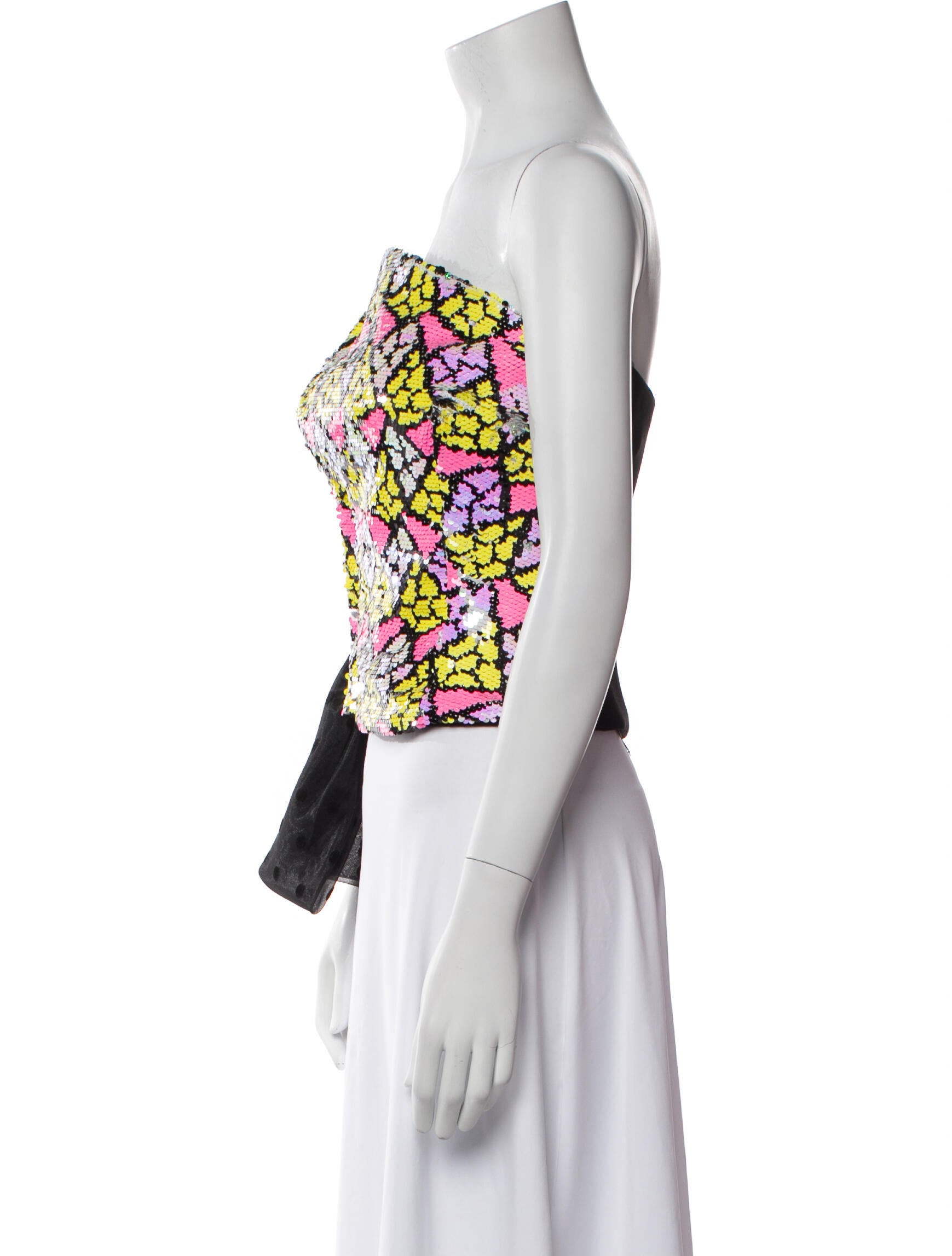 Gemy Maalouf Printed Strapless Crop Top w/ Tags