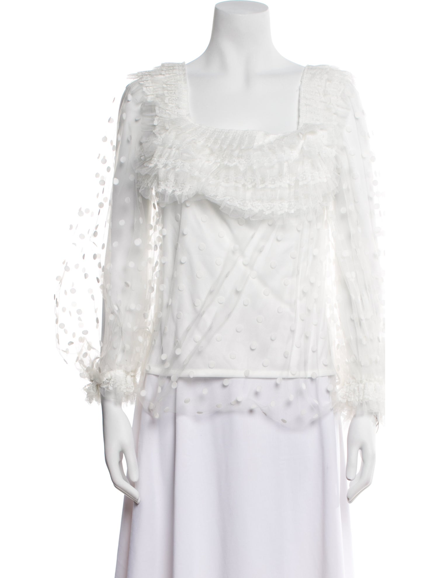 Gemy Maalouf Square Neckline Three-Quarter Sleeve Blouse