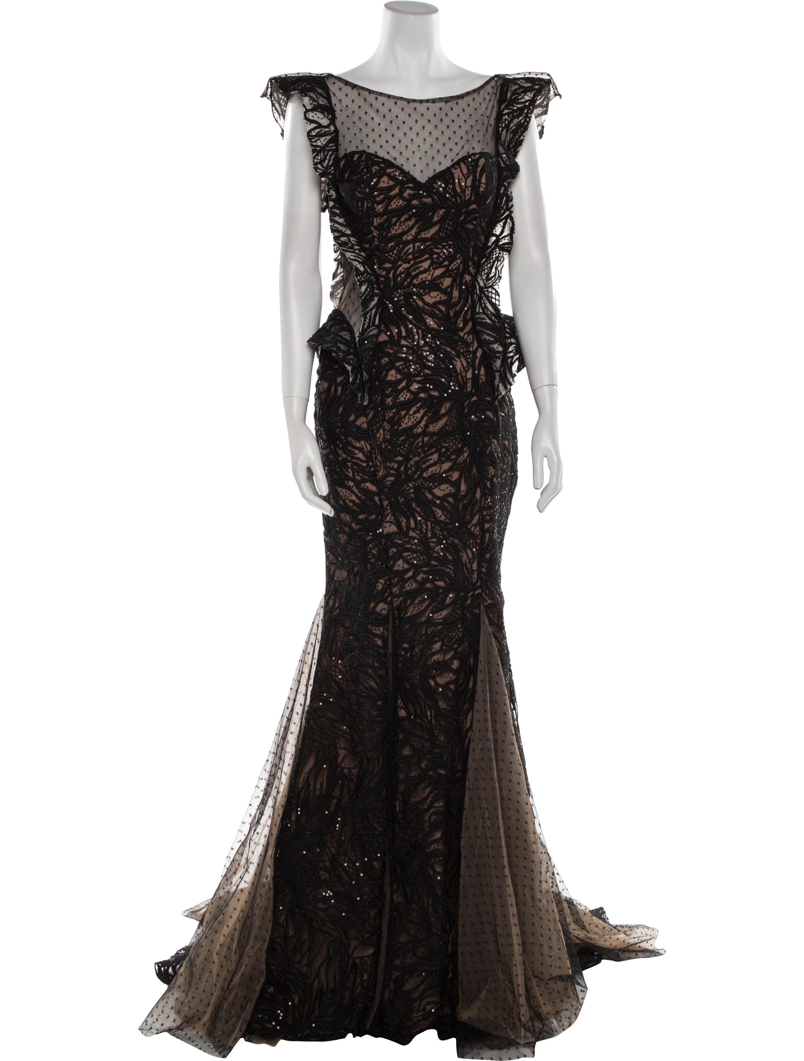Gemy Maalouf Lace Pattern Long Dress w/ Tags