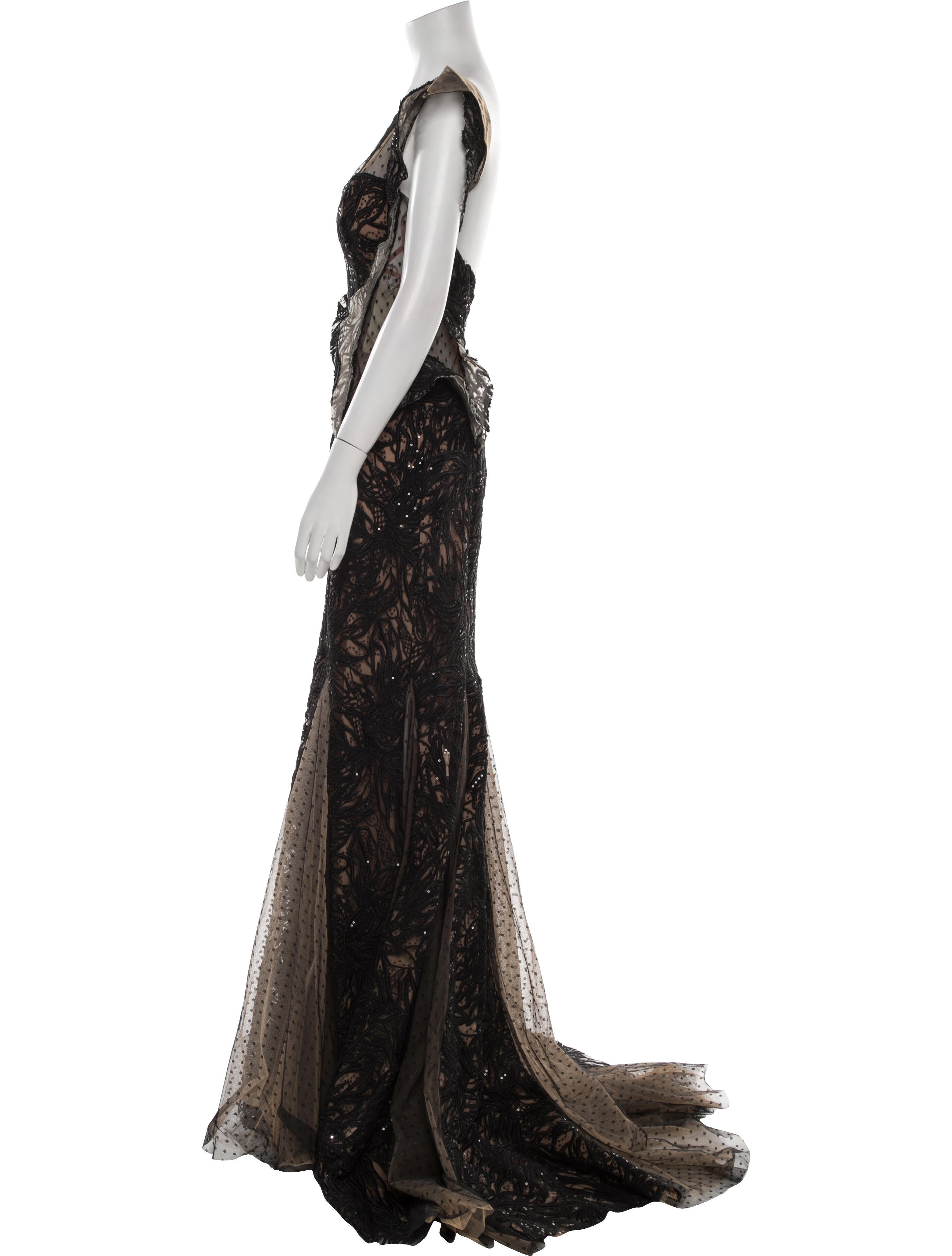 Gemy Maalouf Lace Pattern Long Dress w/ Tags