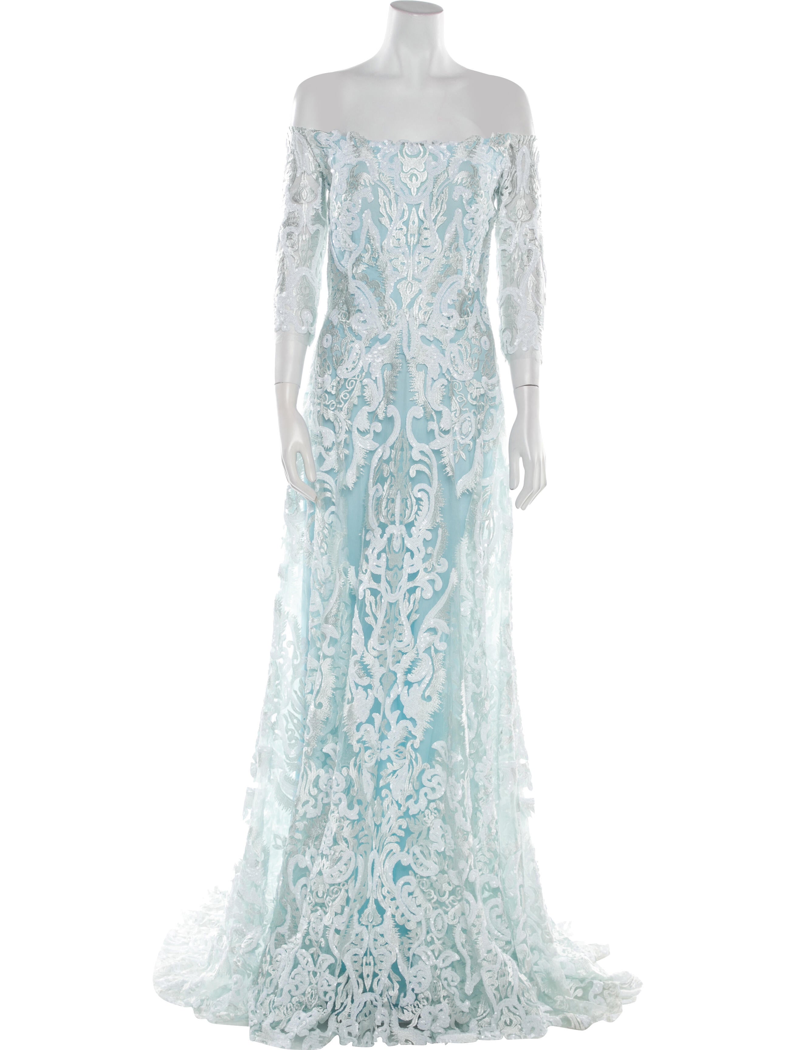 Gemy Maalouf Lace Pattern Long Dress w/ Tags