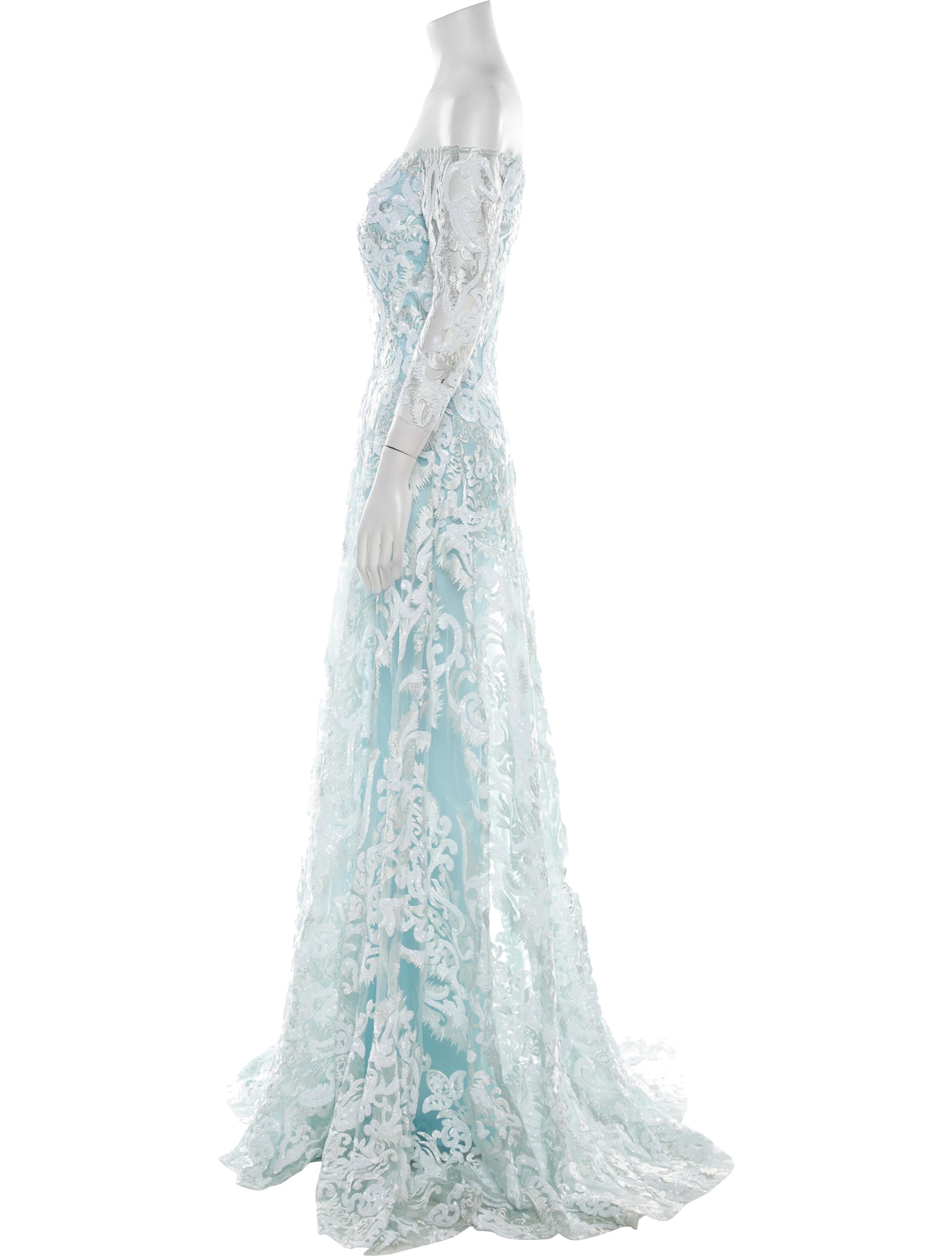 Gemy Maalouf Lace Pattern Long Dress w/ Tags