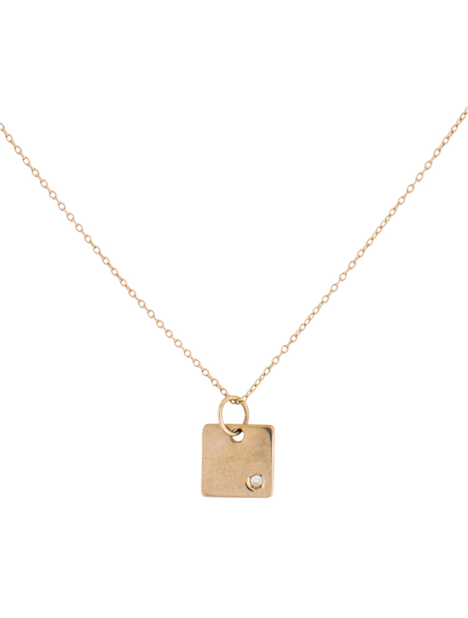 Ginette NY 14K Diamond Square Pendant Necklace