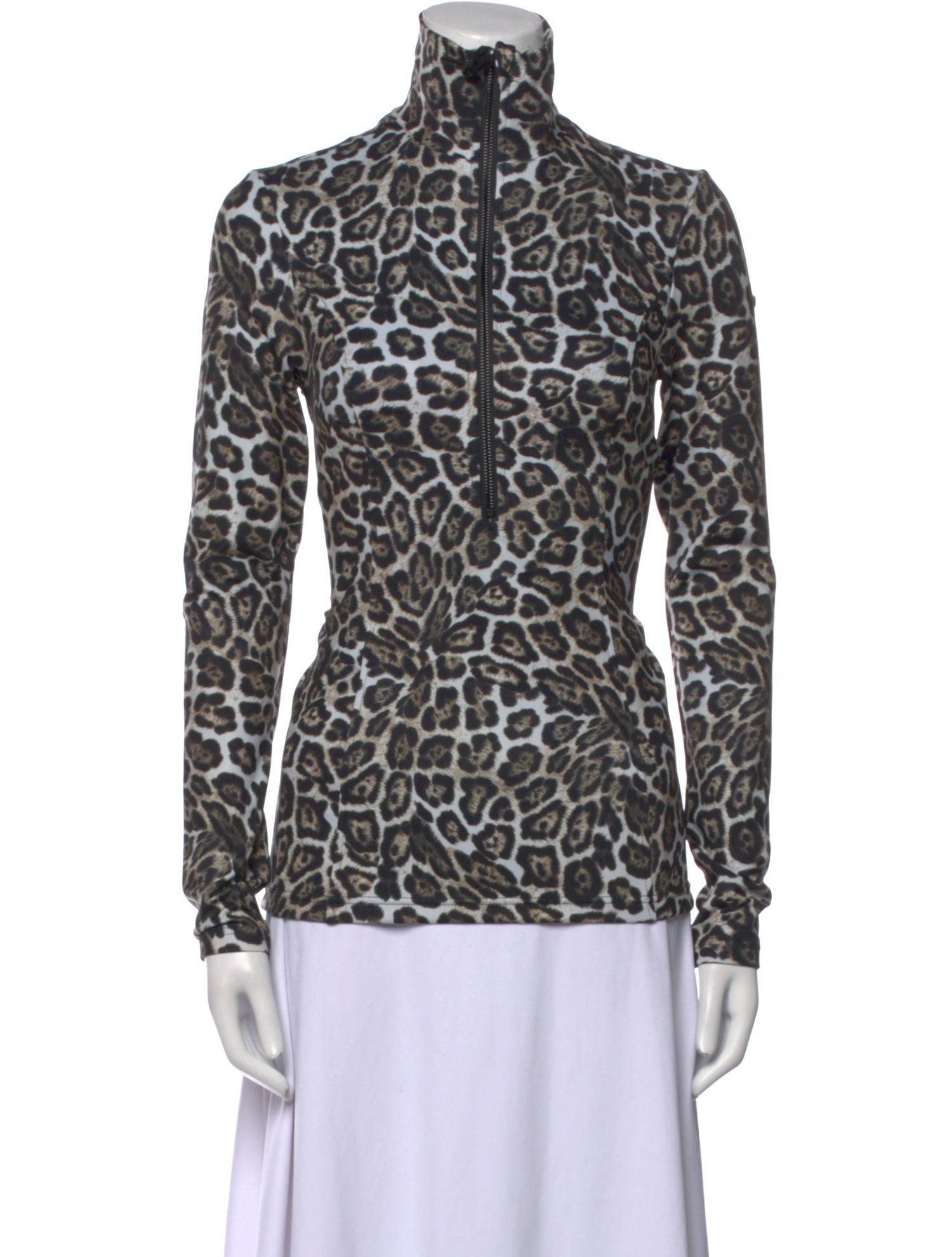 Goldbergh Animal Print Turtleneck Button-Up Top w/ Tags