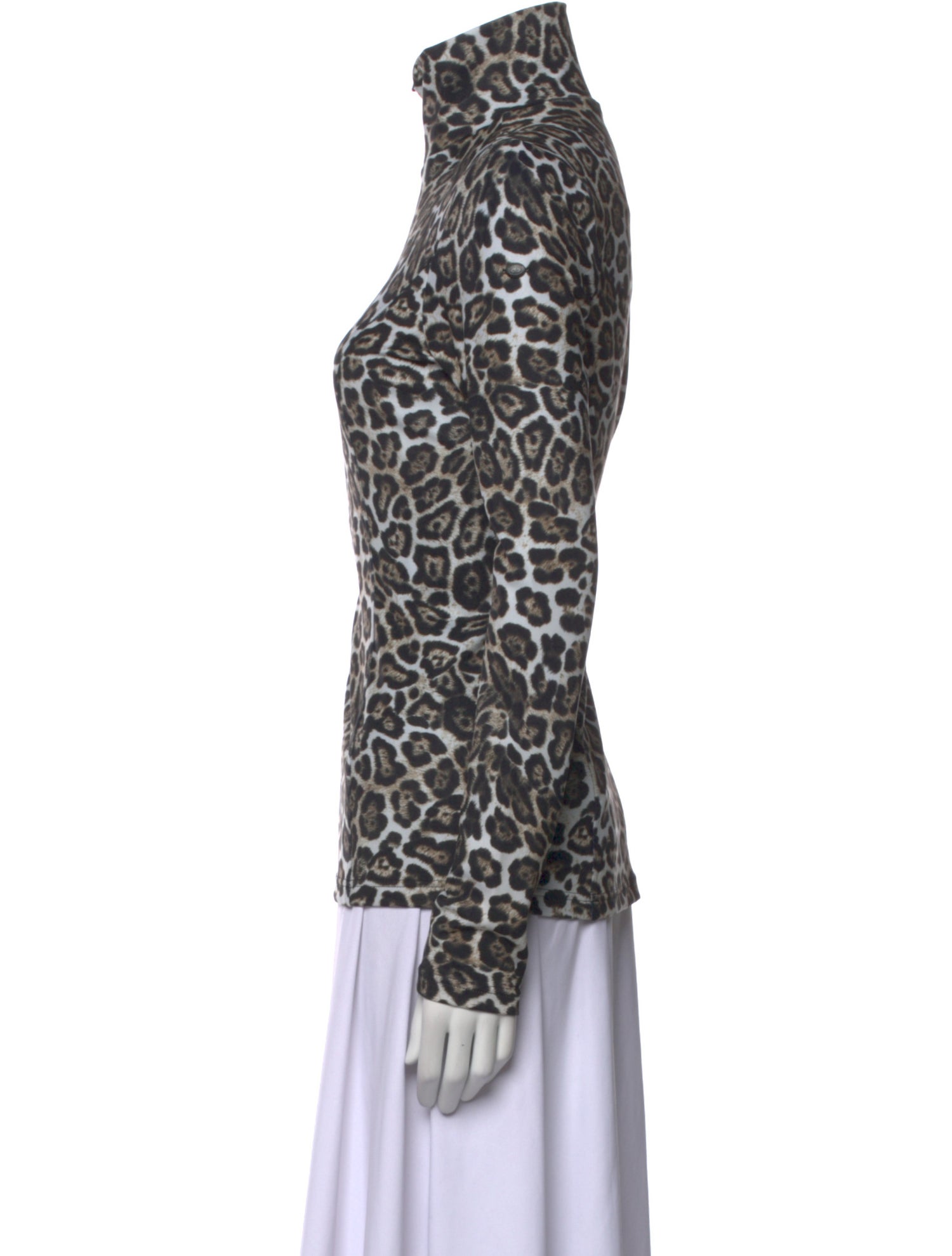 Goldbergh Animal Print Turtleneck Button-Up Top w/ Tags