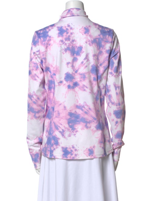 Goldbergh Tie-Dye Print Mock Neck Button-Up Top