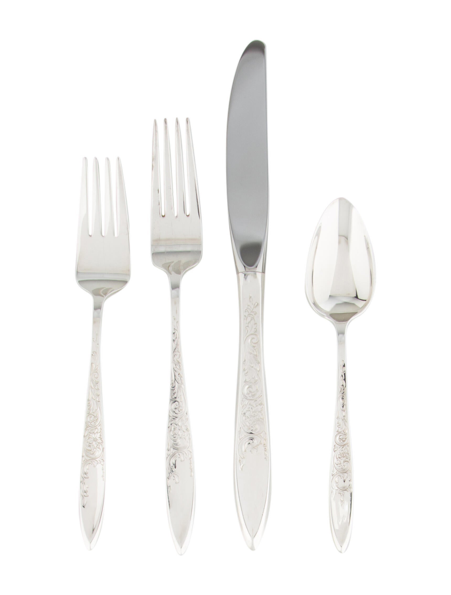 Gorham 65Piece Vintage Sterling Silver White Paisley Flatware Set
