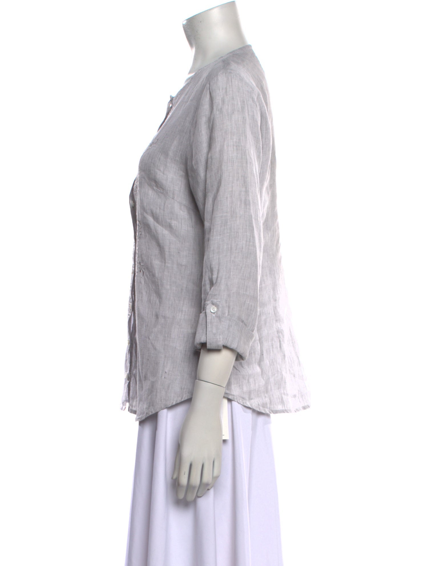 Gorsuch Linen Crew Neck Button-Up Top