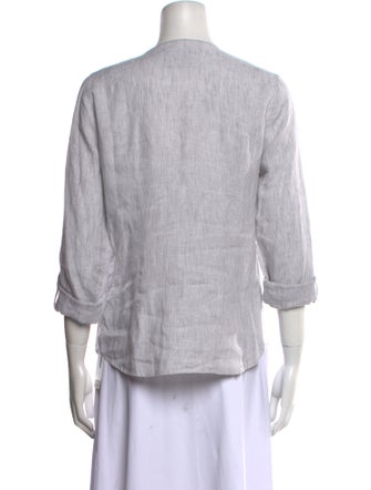 Gorsuch Linen Crew Neck Button-Up Top