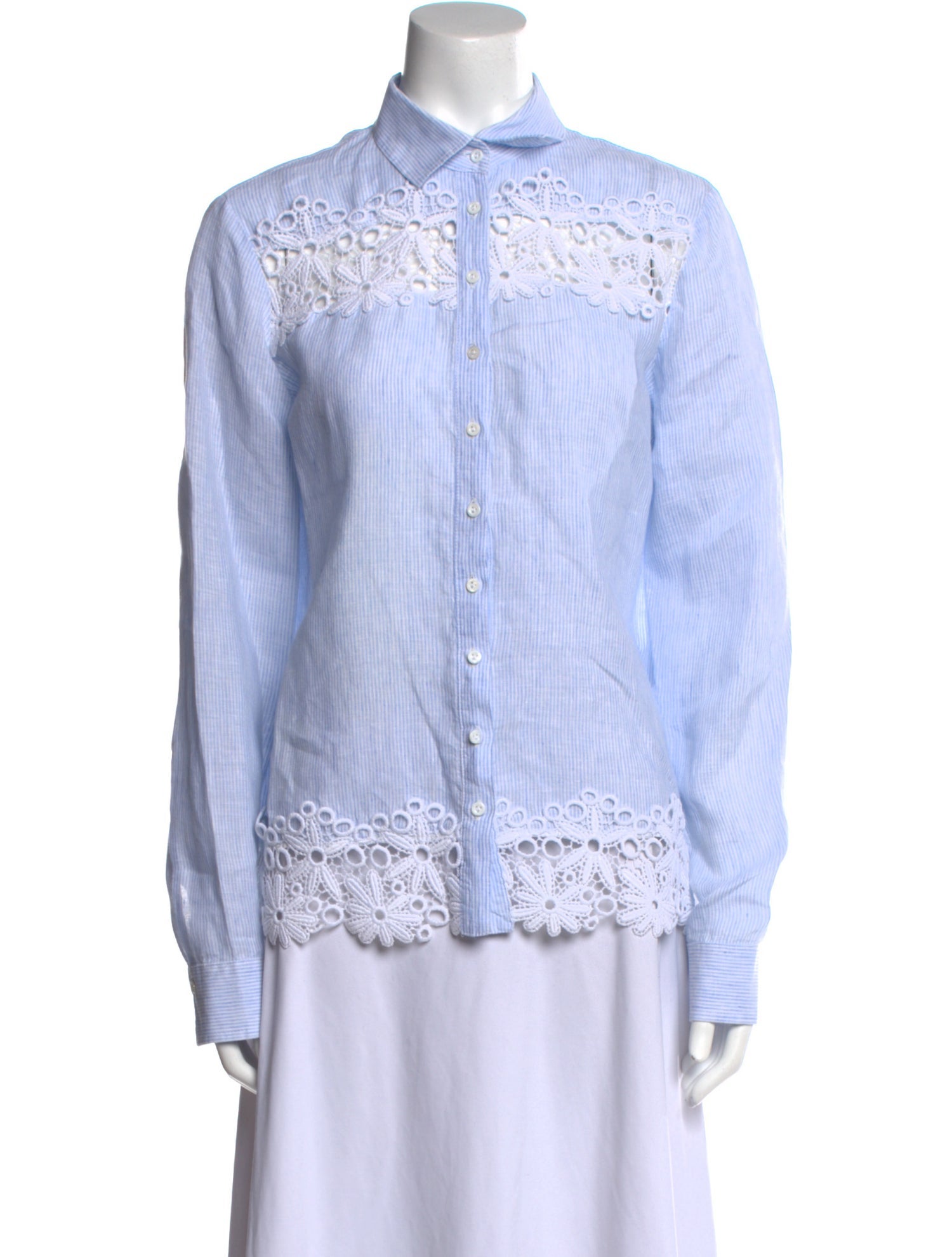 Gorsuch Linen Striped Button-Up Top