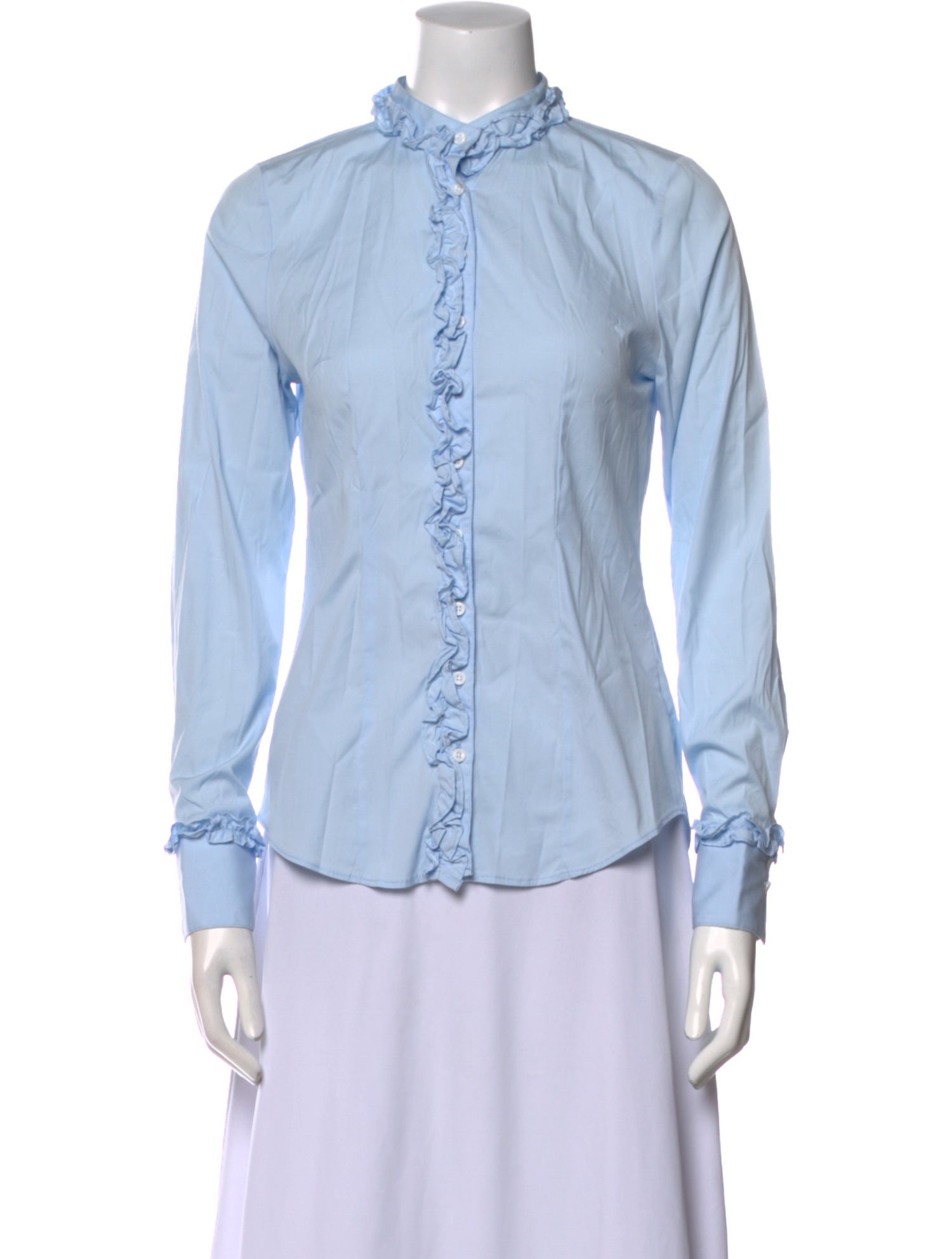 Gorsuch Mock Neck Long Sleeve Button-Up Top