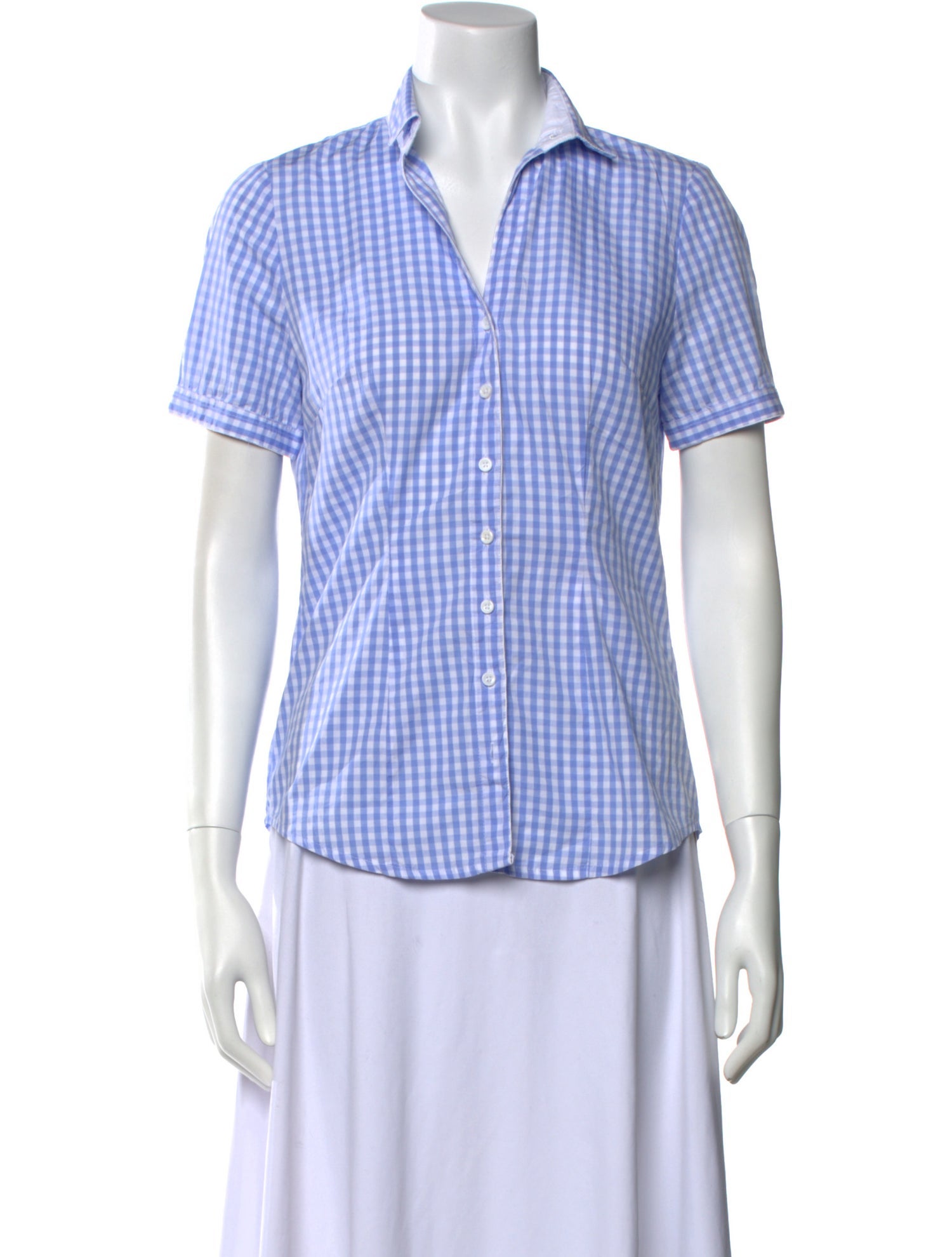 Gorsuch Plaid Print Short Sleeve Button-Up Top
