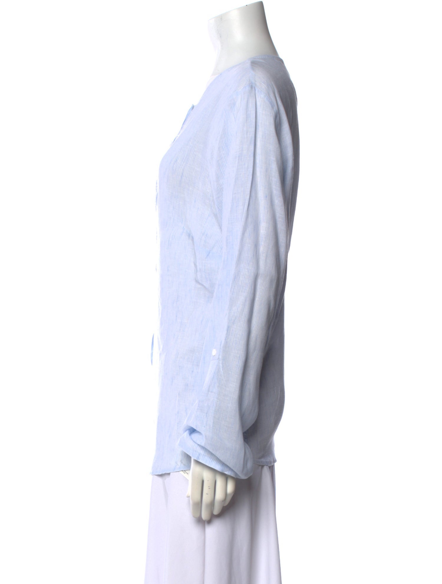 Gorsuch Striped Scoop Neck Button-Up Top