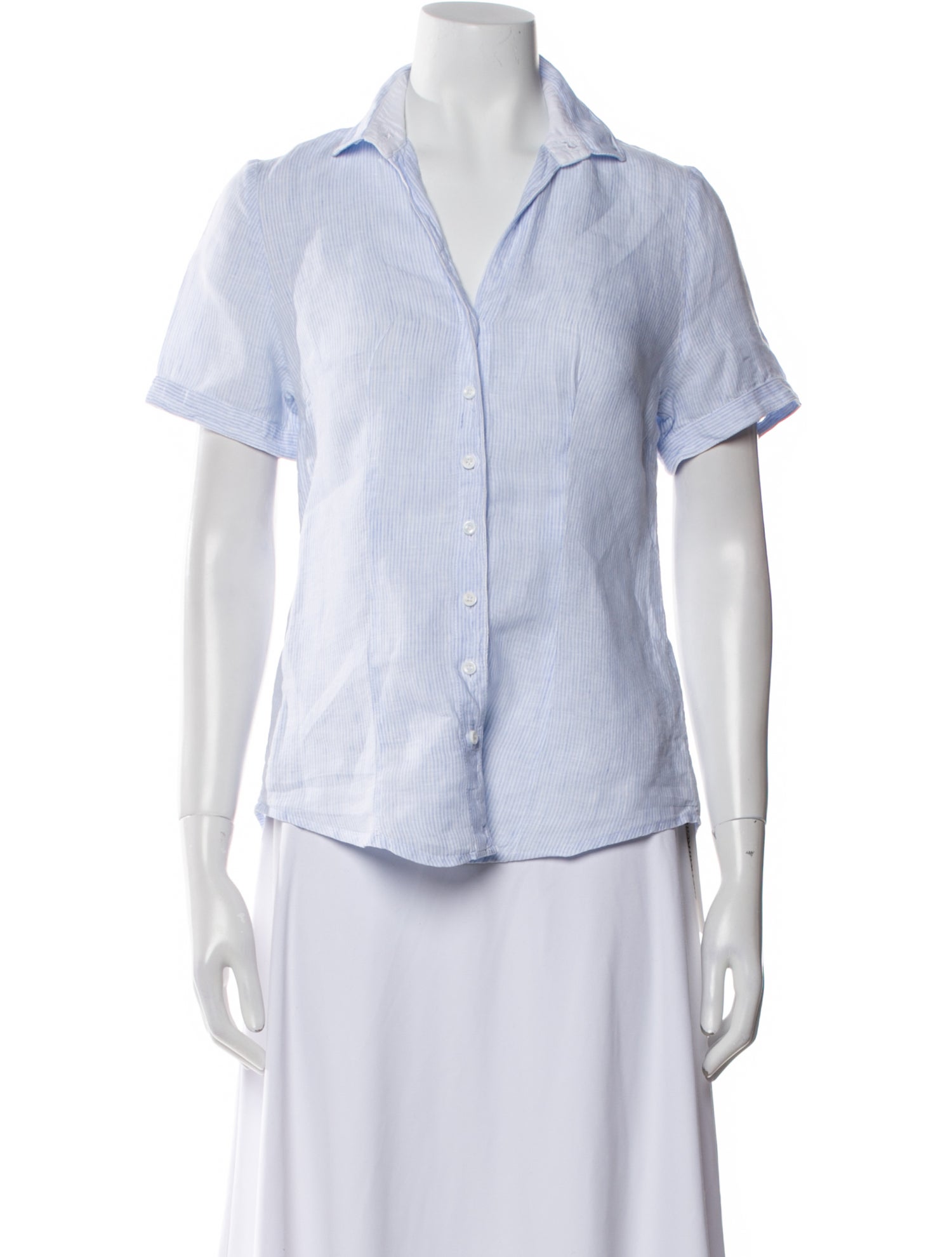 Gorsuch Linen Striped Button-Up Top