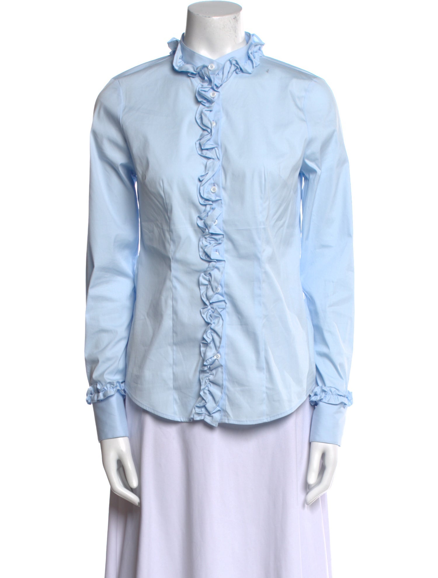 Gorsuch Mock Neck Long Sleeve Button-Up Top