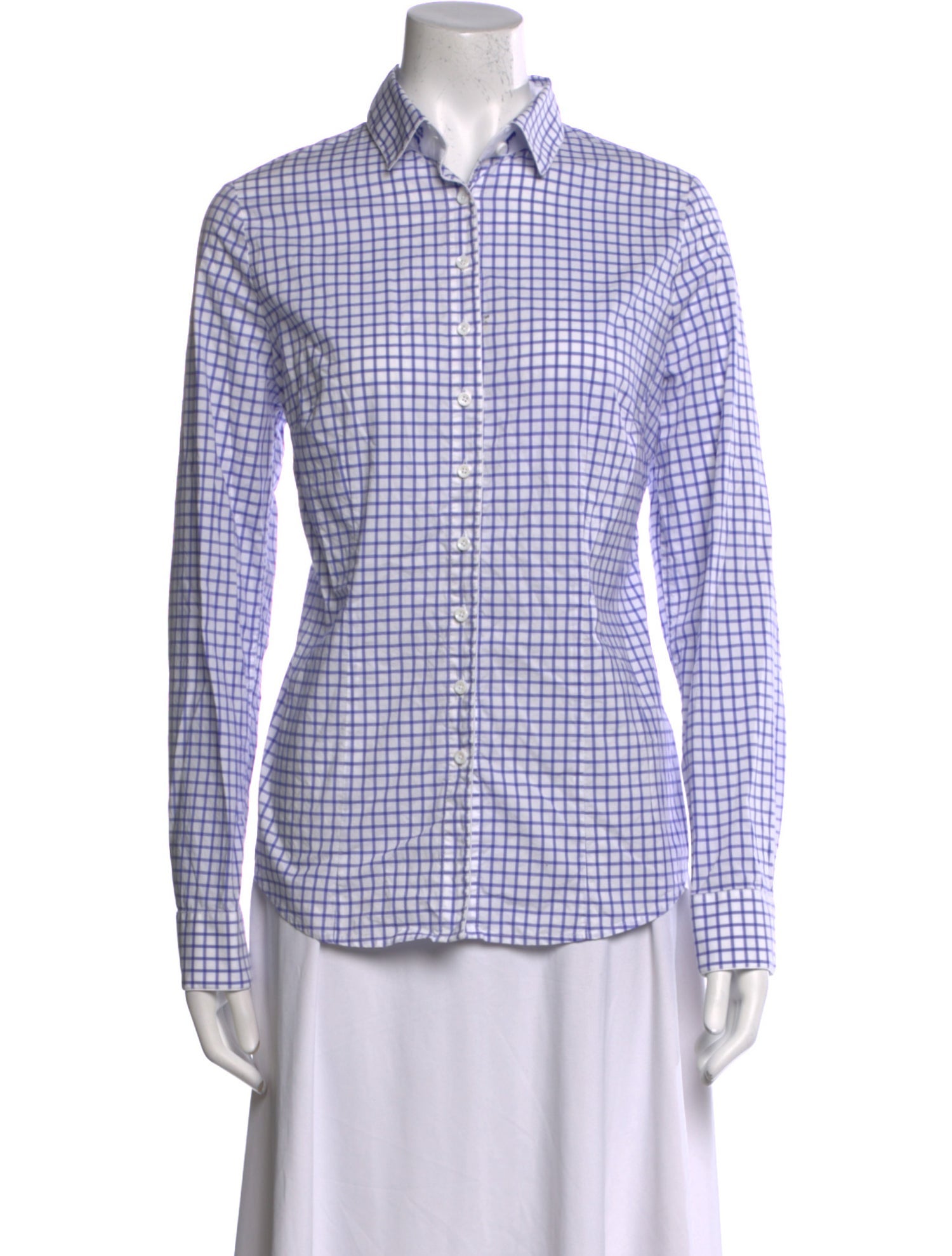 Gorsuch Plaid Print Long Sleeve Button-Up Top
