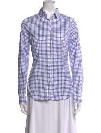 Gorsuch Plaid Print Long Sleeve Button-Up Top