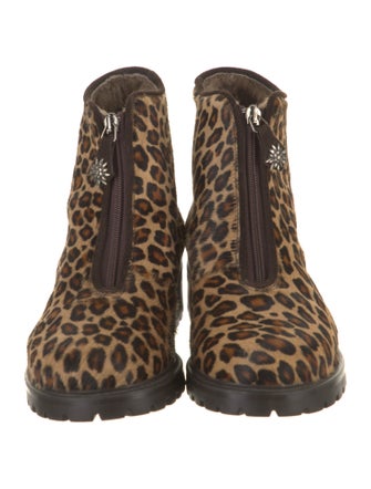 Gorsuch Ponyhair Animal Print Lace-Up Boots