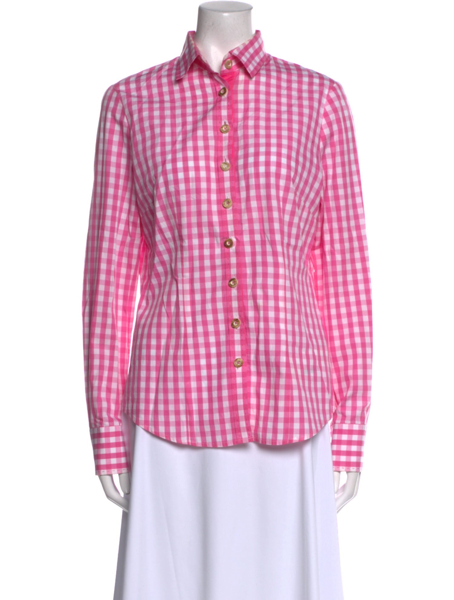 Gorsuch Plaid Print Long Sleeve Button-Up Top