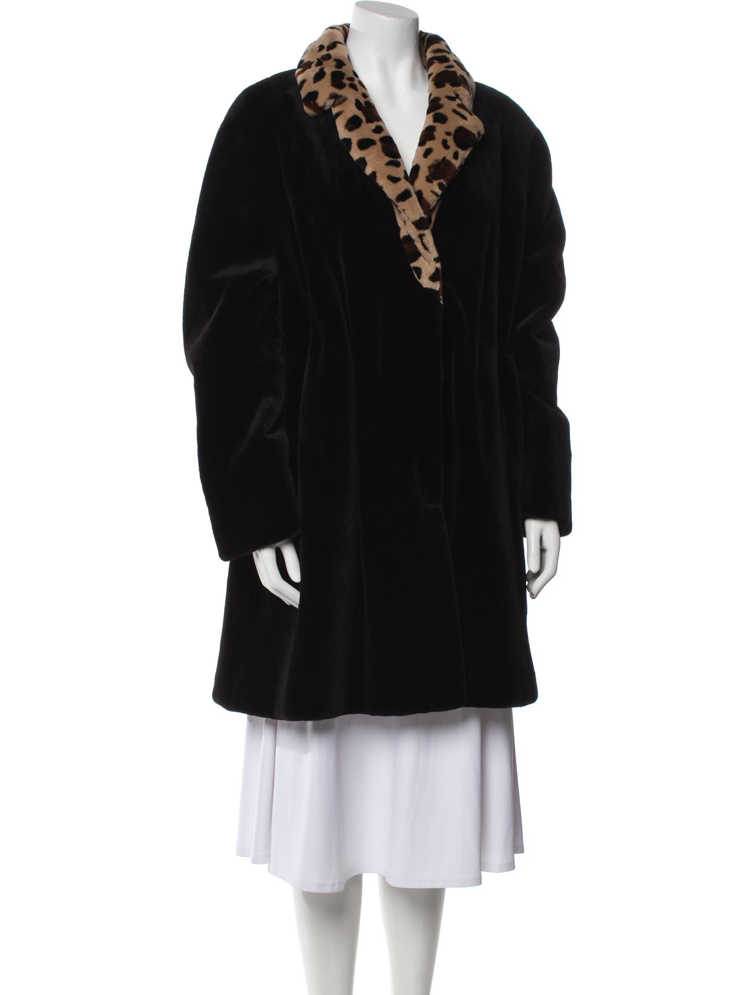 Gorski Silk Animal Print Faux Fur Coat